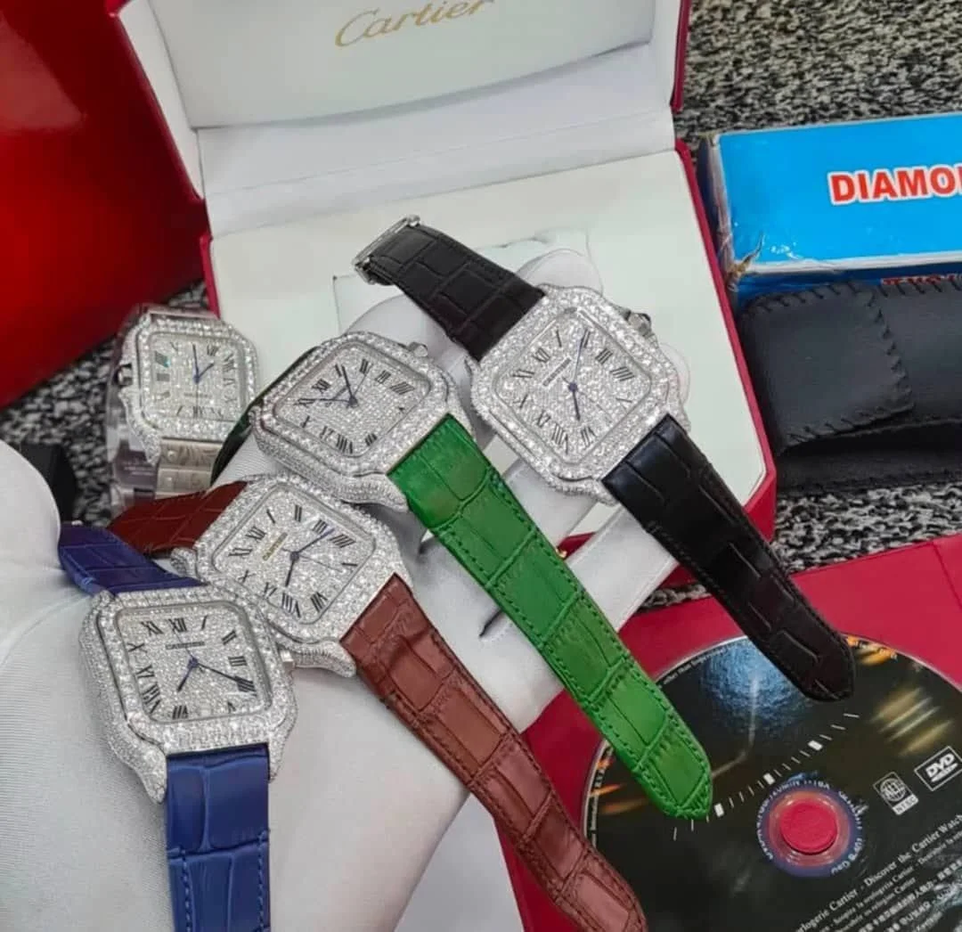 Iced leather carrier watch