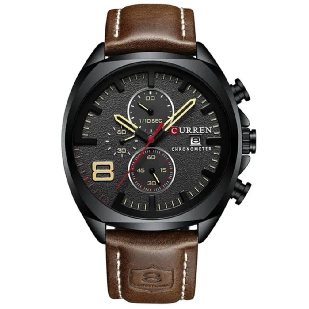 Curren leather chronograph wristwatch with box and bag